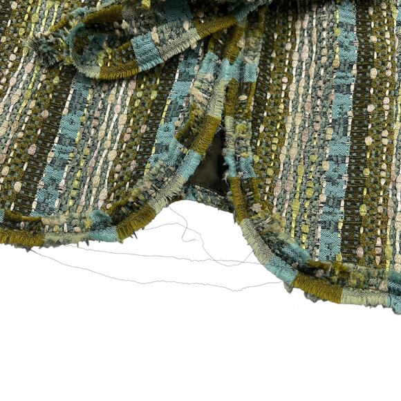 E by ECI Womens Vintage Stripe Ruffle Whimsical Boho Tweed Blazer Sz 10 - Picture 5 of 16